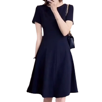 Small dress womens summer 2024 new large size fat mm temperament waist A-line skirt Hepburn style little black dress
