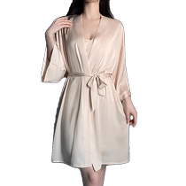 Suspender Pajamas Women Summer Ice Silk 2024 New Sexy Padded Vest Nightdress Nightgown Spring Autumn Suit