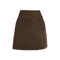 Coffee-colored woolen skirt for women in autumn and winter new style high-waist slim hip skirt with sweater commuting versatile a-line skirt