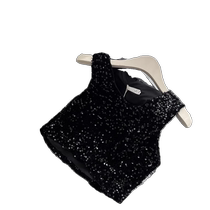 Sparkling sequin camisole for petite women short vest chic inner wear nightclub style disco hottie top