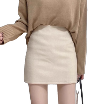 Woolen skirt womens autumn and winter new style with sweater high waist slimming A-line skirt temperament commuting hip-covering skirt short skirt