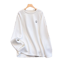 Mid-length white bottoming shirt for women in spring and autumn layered top with butt-covering long-sleeved T-shirt and shark pants