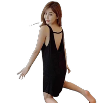 Sleeveless vest suspender pajamas for women summer 2024 new backless nightgown loose large size pure desire thin home clothes