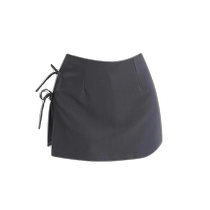 Gray side slit culottes for women summer bow tie suit hip-covering skirt trendy A-line short skirt for small people