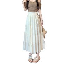 Ruffled pleated skirt for women summer high-waisted slimming A-line skirt plus size fat mm pear-shaped figure crotch-covering long skirt