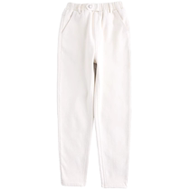 Off-white velvet jeans for women in autumn and winter thickened high-waisted pear-shaped body slim elastic waist lamb velvet dad pants