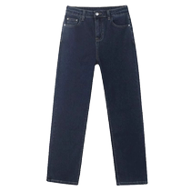 Blue and gray straight-leg jeans for women spring and autumn high-waisted four-way elastic slim retro versatile nine-point baguette pants cigarette pants