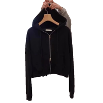 European fashionable short hooded sweatshirt jacket for women spring and autumn new loose slim long-sleeved zipper cardigan