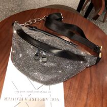 Hong Kong design sense rhinestone bag womens fashion all-match messenger bag chain bag high-end diamond chest bag trend