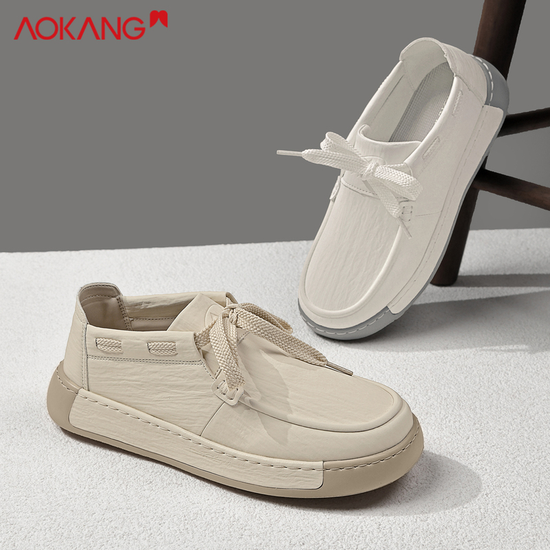 Aokang 2026 Spring/Summer Old Money Style Birkenstock Shoes Lightweight Breathable Wide Fit Men's Shoes Tiktok Same Style American Driving Shoes