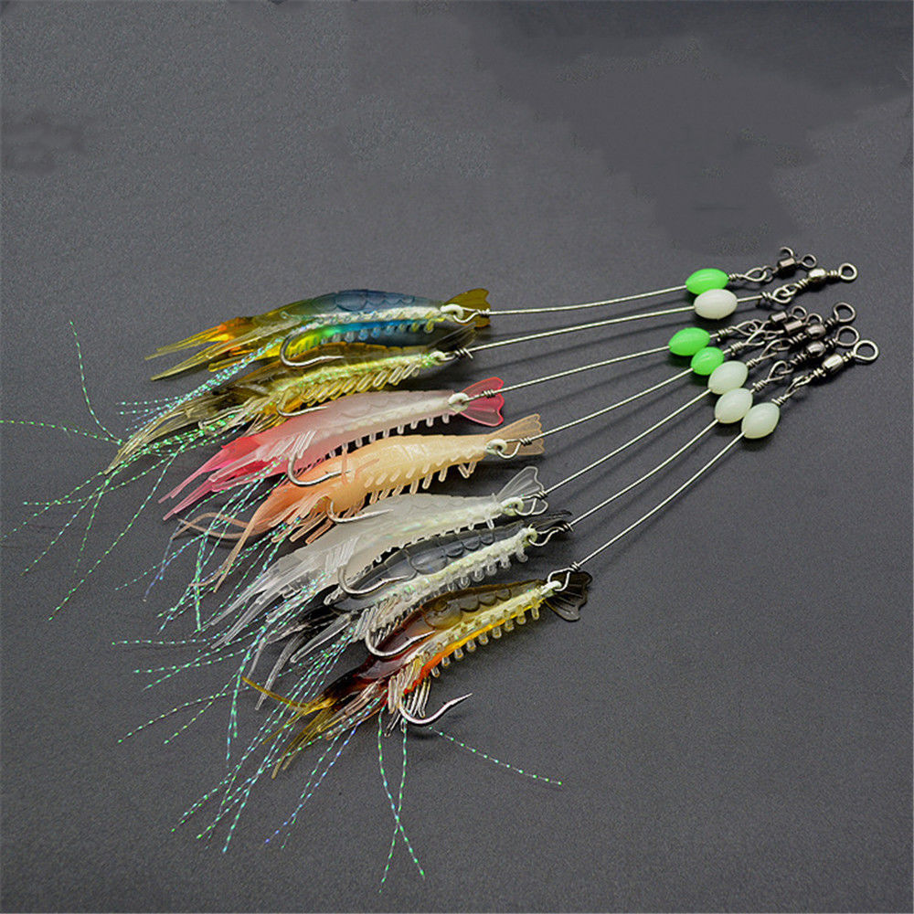 Luya bait luminous fake shrimp bionic bait simulation soft bait shrimp warped mouth black fish with hook lore bait