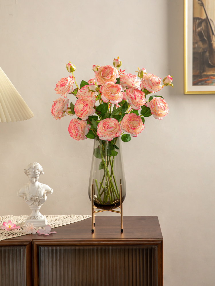 Nordic 3 Heads Ocean Peony Emulation Flower Dining Room Living-room Decoration Fake Flowers Artificial Plastic Evergreen Flowers Peony Flowers Furnishing