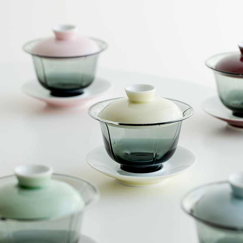 Tuilt glass lid bowl tea cup single triple foam tea bowl with lid household large number thickened transparent heat resistant without hot hand-Taobao