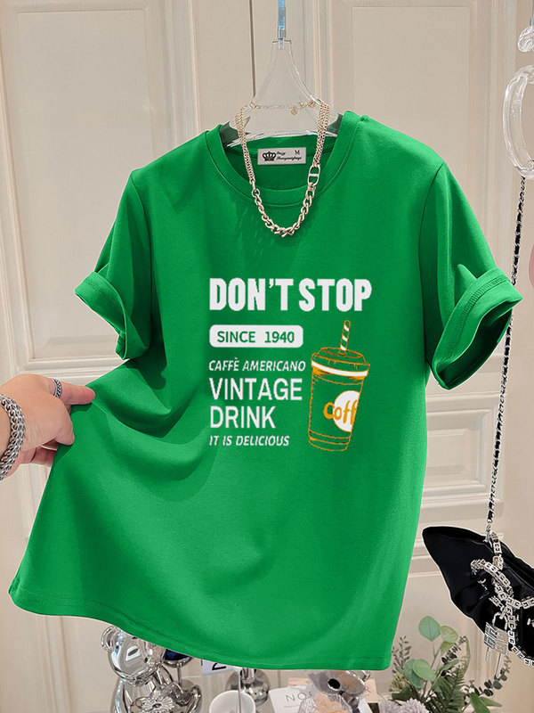 Green Pure Cotton Design Letter Print Top Trendy 2026 New Korean Style Oversized Unique Stylish Short-Sleeve T-Shirt for Women ins Green Pure Cotton Design Letter Print Top Trendy 2026 New Korean Style Oversized Unique Stylish Short-Sleeve T-Shirt for Women ins