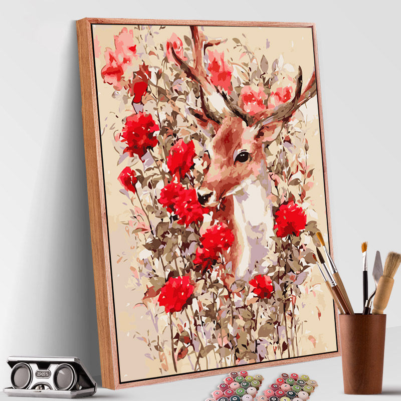 diy digital oil painting deer hand painted animal modern minimalist landscape fill handmade decompression filling color decoration painting