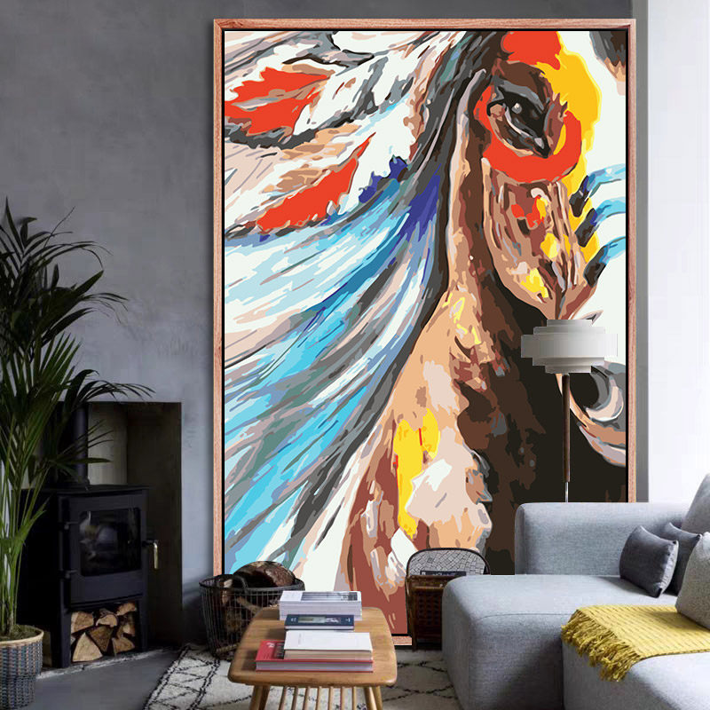 diy digital oil painting Nordic style horse porch hand-painted hand-painted living room landscape filling filling oil painting decorative painting