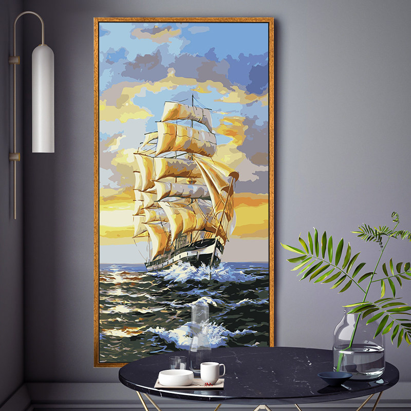 Digital oil painting diy filling handmade oil painting living room scenery Chinese style large size hand-painted coloring decorative painting
