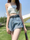 牛仔短裤女高腰2024年夏季新款宽松显瘦复古百搭卷边阔腿a字热裤