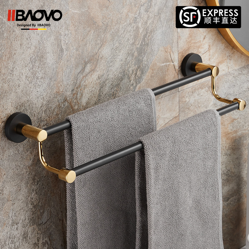 Stainless steel bathroom towel rack free punch toilet towel pole shelf bath towel hanging rack net red light luxury