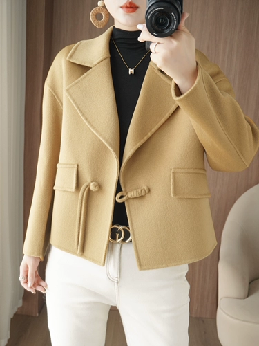 Демисезонный двусторонний кашемировый короткий пиджак классического кроя, шерстяное пальто, в корейском стиле, подходит для подростков