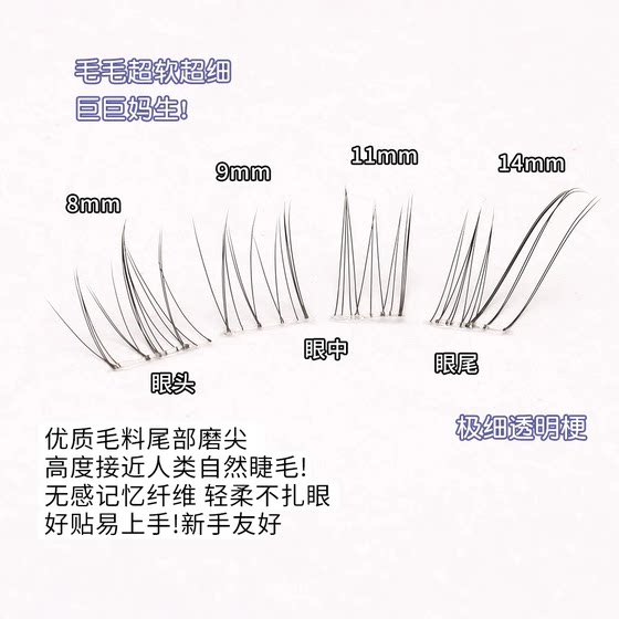 여성을위한 여우 스타일 거짓 속눈썹 새로운 자연 시뮬레이션 초 미세한 소프트 세그먼트 속눈썹 스티커 JW