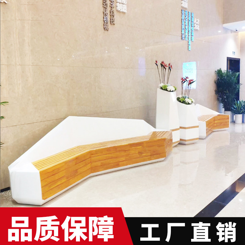 Glass fiber flower pot seat combined outdoor landscape creativity imitation wood grain sitting stool mall rest area waiting for leisure chair