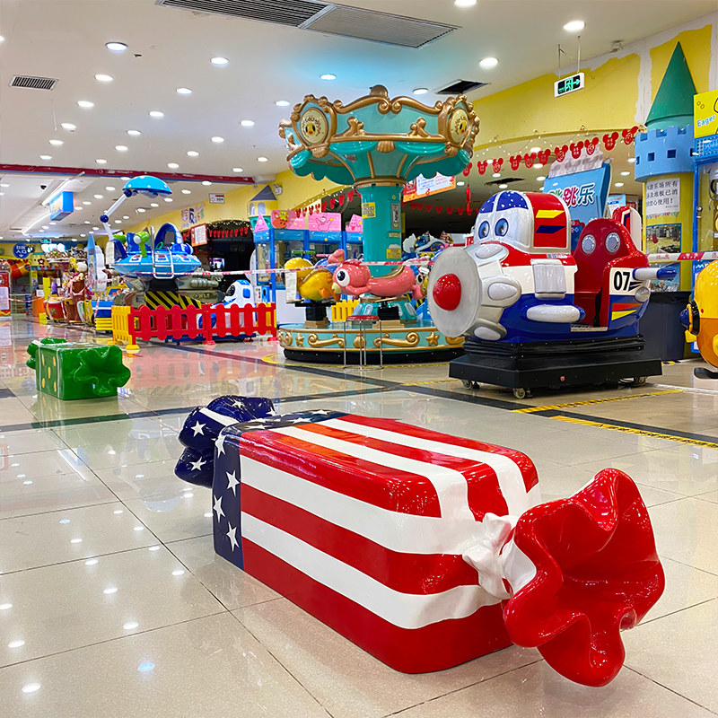 Fiberglass leisure chair shopping mall kindergarten cartoon creative candy shape seat children's public rest area sitting stool
