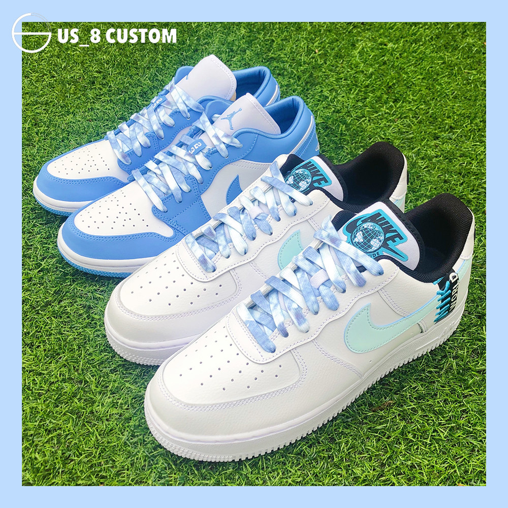 Adapted Air Force One AF1 days Blue basketball Star North Klan denim AJ1 Sky Dyed Laces Lentil