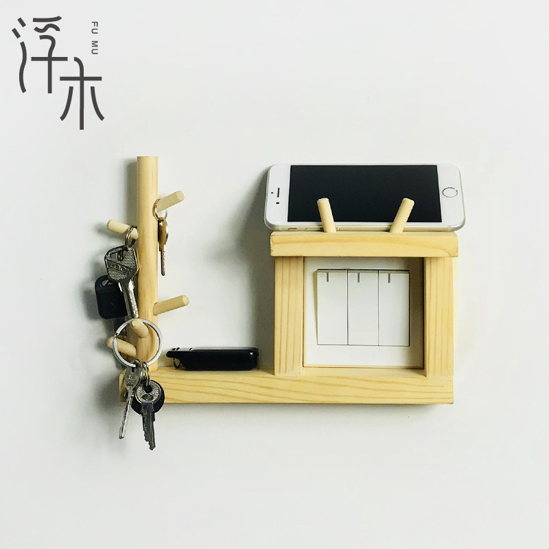 Nordic Wind Switch Sticker Decoration Wall Sticker Home Solid Wood Wall Socket Light Protective Sleeve Box Creative minimalist Decorative Frame