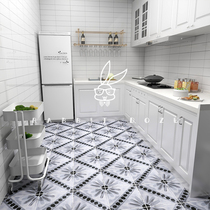 American retro splicing small flower brick kitchen toilet balcony bathroom antique brick anti-slip and abrasion resistant 300300 floor tile