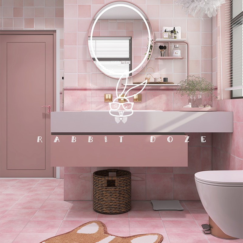 Pink cartoon girl tiles antique bricks children's room KT cat tiles non-slip bathroom bedroom wall tiles floor tiles