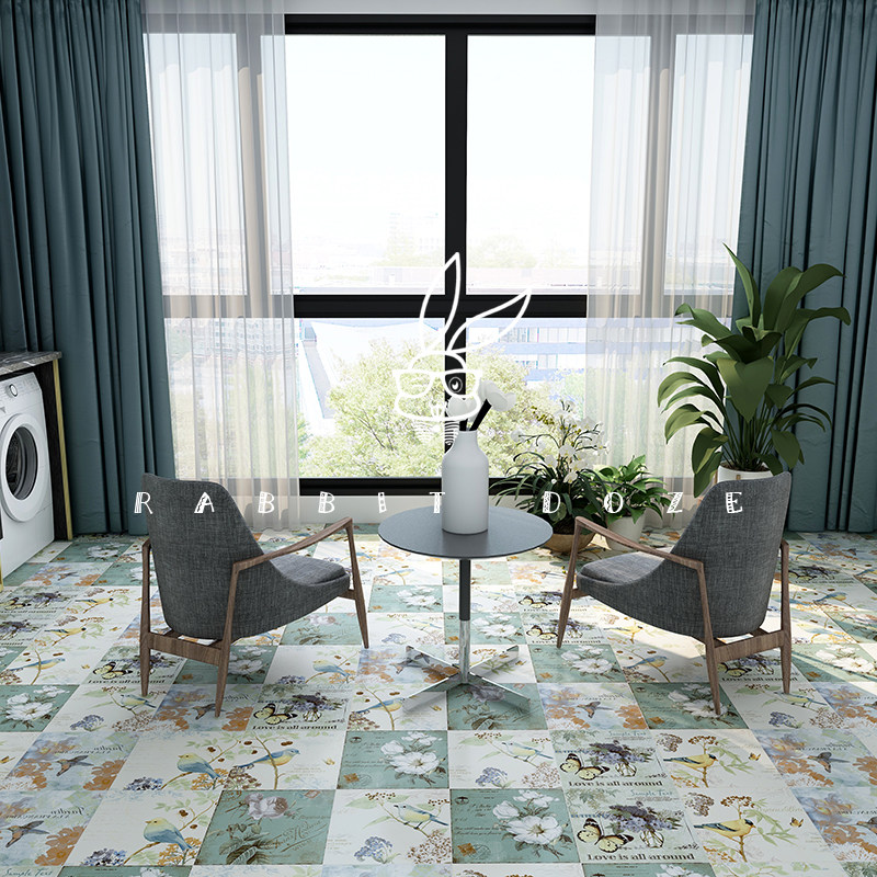 American retro style tile living room balcony homestay background wall brick flower and bird pattern kitchen and bathroom non-slip floor tiles 300300