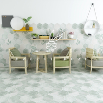 Nordic Wind Fresh Green Plant Hexagonal Brick Kitchen Restaurant Art Background Wall Brick Toilet Non-slip Small Ground Brick