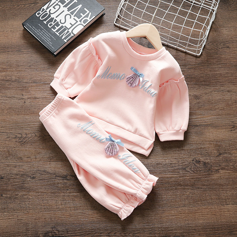 Girl suit Spring new spring autumn clothes Han edition Children's foreign fashion Two sets of 3-year-old female babies 2 children's clothes