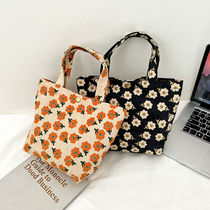 New Japanese style minimalist light core suede flower color lunch bag large capacity small crowd 100 hitch a Japan-ROK small square bag with rice bag