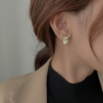 Korean butterfly pearl earrings 2021 New temperament premium atmosphere 925 sterling silver earring personality design sense