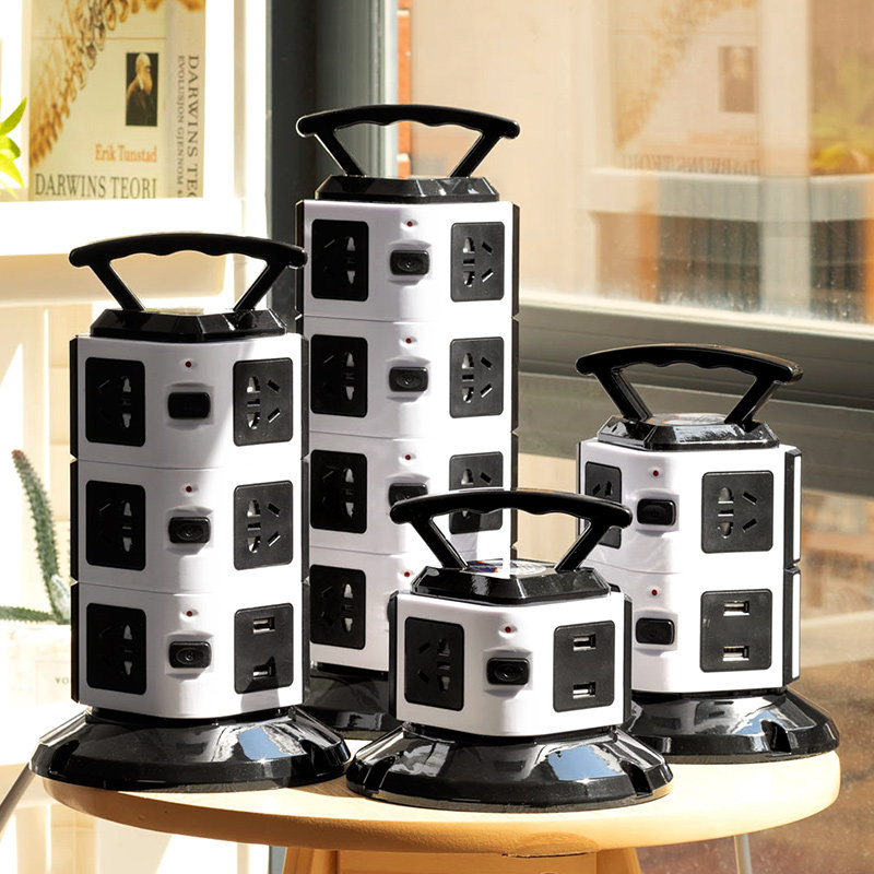 Versatile creative vertical three-dimensional porous with usb mobile phone charging socket Home Tower-shaped wiring board inserts