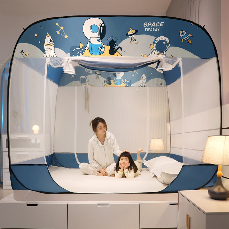 Bed nets Home 2021 new free installation Anti-fall children Bedrooms Mongolia Pack 1 5 m 1 8m thickened encryption