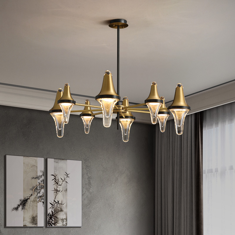 Suprint New Chinese Chandeliers Creativity Postmodern Personality All-bronze Living Room Designer Prototype board LED Dining Room lamp