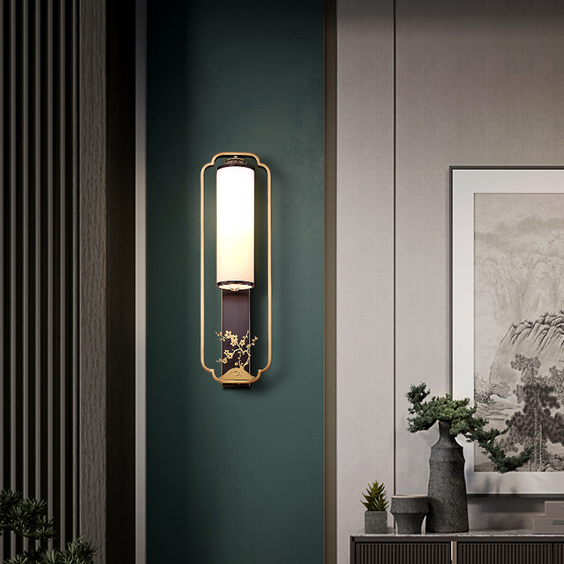 Su Yin New Chinese all-copper wall lamp light luxury Chinese style living room TV background wall light bedroom bedside lamp