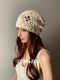 Congzuo hand-woven hollow knitted hat women's spring and autumn pile hat summer face-showing small thin breathable woolen hat