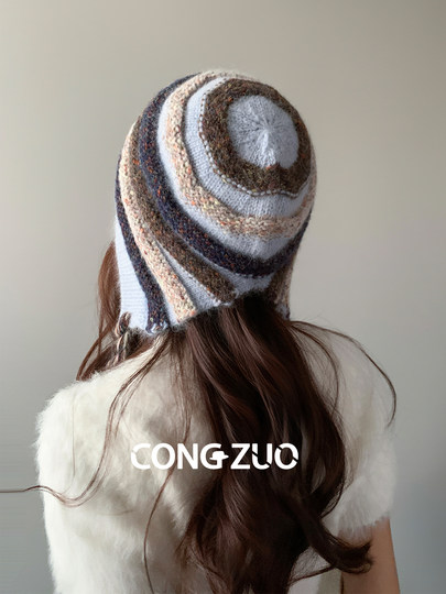 Congzuo Symphony Rabbit Бархатная шапка Baotou для женщин Зимняя новая стильная теплая и холодостойкая защита ушей Холодная шапка с изображением лица Маленькая пуловерная шапка