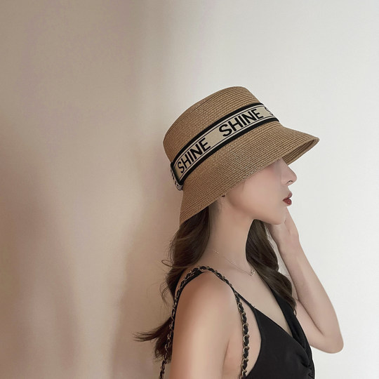 Cz/Original Straw Sun Hat for Sun Protection and Shade, Korean Style Versatile Straw Hat with Letters, Trendy Sun Hat for Women