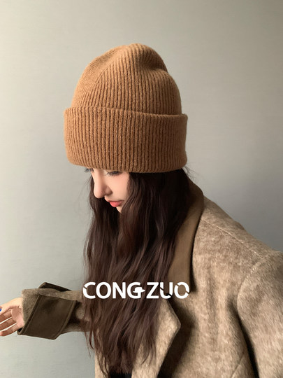 100%纯羊毛帽子女冬新款保暖防寒针织毛线帽显脸小加厚冷帽月子帽