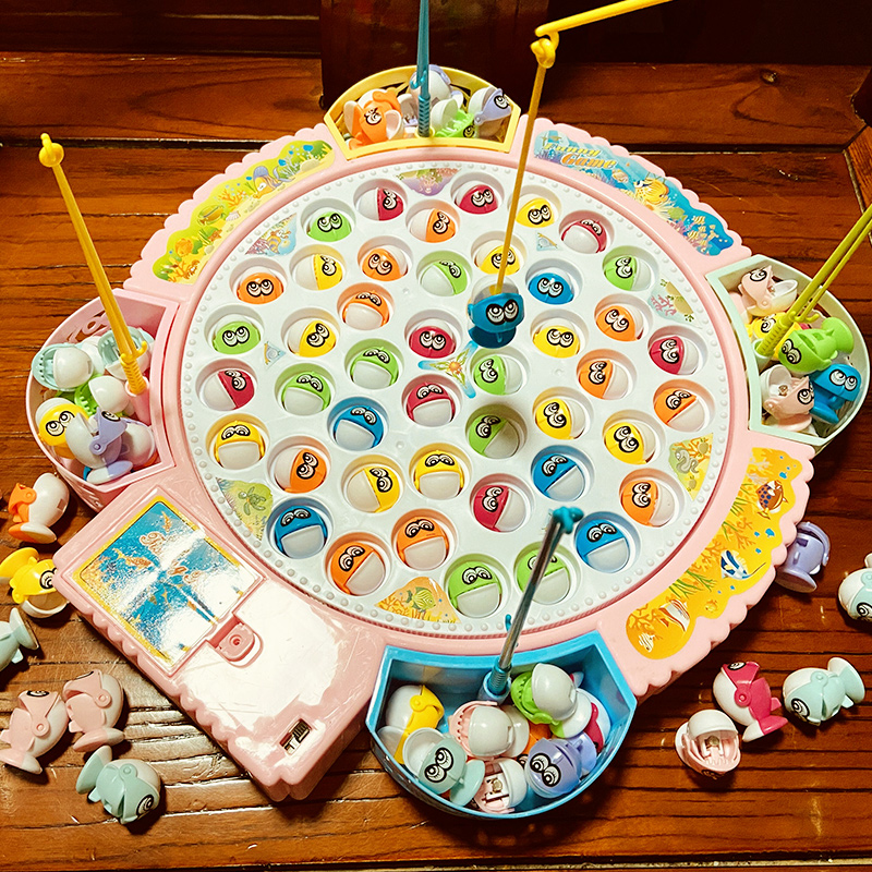 Children fishing toys early teach kitten electric magnetic fish boy girl baby Yi intelligent brain 3 years old 6