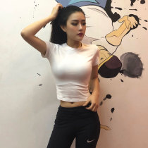  White high waist tight short-sleeved t-shirt womens 2020 summer new cotton slim-fit short top umbilical bottoming shirt