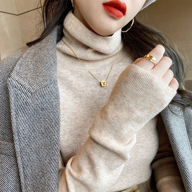 High-Neck Base Shirt for Women 2026 New Autumn and Winter Knitwear, Stacked Collar Sweater, White Slim-Fit Inner Layer, Spring and Autumn Top