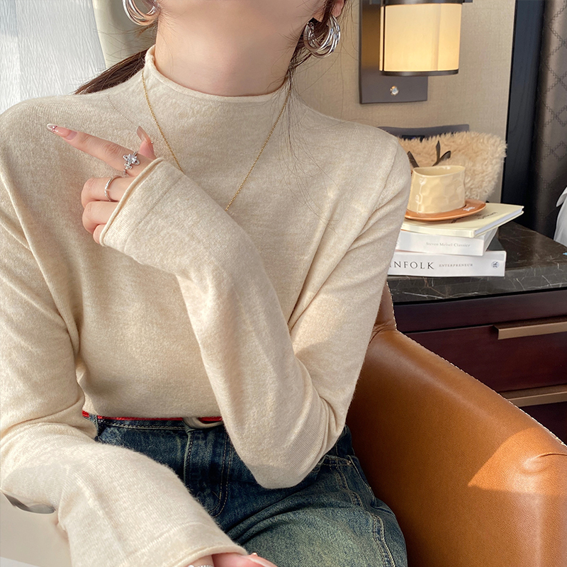 Women's Base Layer 2026 New Style Half-Turtleneck Knitwear Autumn and Winter Stylish Inner Wear Mid-Neck Black Sweater Winter Top Women's Base Layer 2026 New Style Half-Turtleneck Knitwear Autumn and Winter Stylish Inner Wear Mid-Neck Black Sweater Winter Top