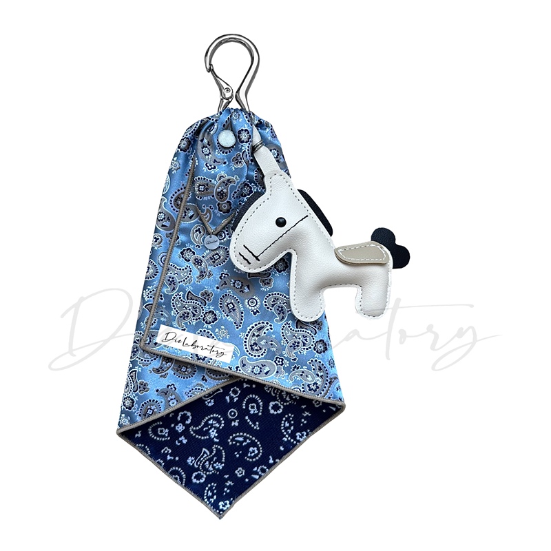 Dizlab Original Genuine Leather Jacquard Square Scarf Versatile Pants Accessory Bag Charm Keychain