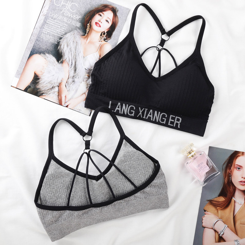 Underwear women's no steel ring bra student high school girl tube top beautiful back suspender net red hot style wrapped chest push-up vest